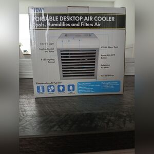 Portable desktop air cooler cools,humidifiers, and filters